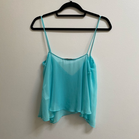 Zara Blue Layered Chiffon Camisole XS - Picture 4 of 4